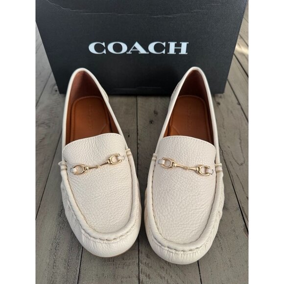 NIB Coach Mavis FG4581 Women Size Cream Pebbled Leather Loafer Size 9 - Picture 1 of 9